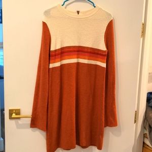 Free People orange color block sweater dress size medium